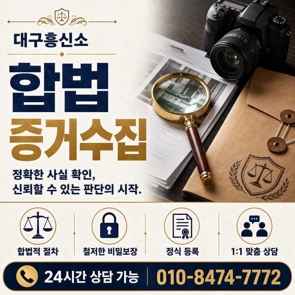 대구흥신소 합법 증거수집 — 합법 범위·비밀 보장 대구흥신소 대구흥신소 합법 증거수집 — 합법 범위·비밀 보장