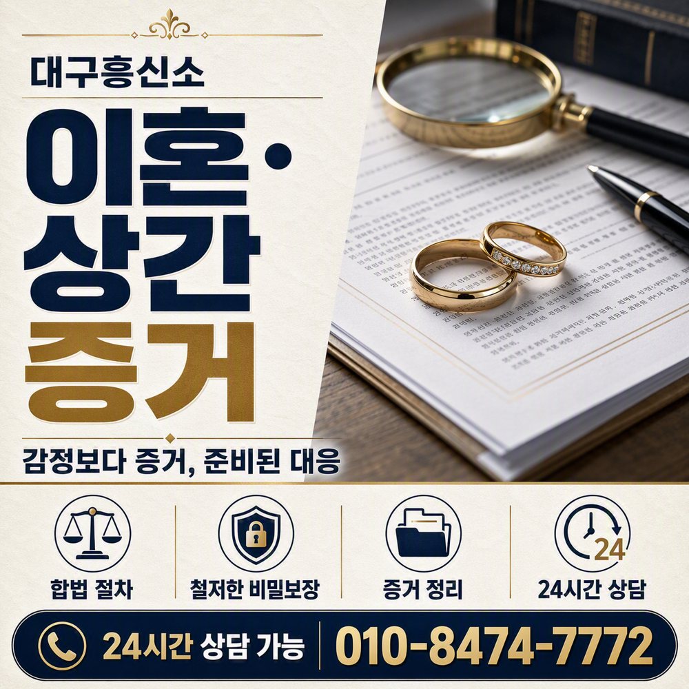이혼·상간 증거, 감정보다 증거, 준비된 대응 대구흥신소 이혼·상간 증거, 감정보다 증거, 준비된 대응
